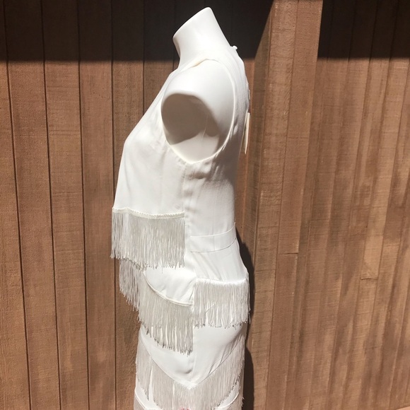 NWT Joie Amiyah White Fringe Mini Dress Size 4 - Picture 5 of 7